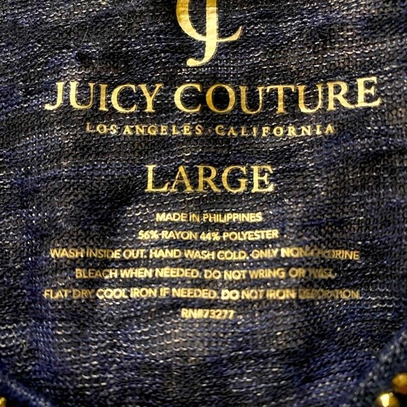 Juicy Couture cold shoulder sheer ss V neck rhinestone neckline shirt cover up L - Picture 7 of 7
